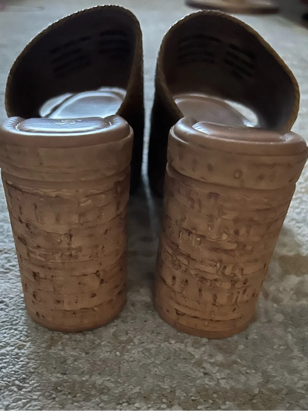 Seychelles Woven Tan Cork Platform Slide Heels - Picture 4 of 6